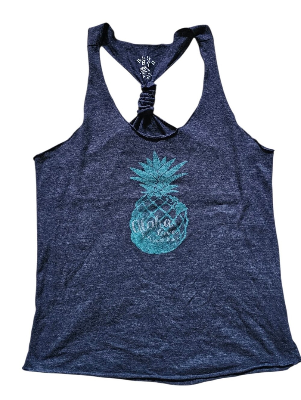 Blue 84 Navy Tank Top with Teal Pineapple Graphic